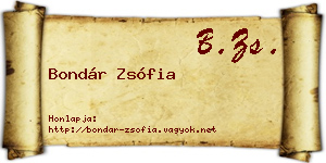 Bondár Zsófia névjegykártya